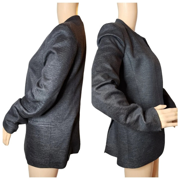Theory wool-blend grey blazer Jacket. Size 4. Pockets. Open front - Picture 12 of 16
